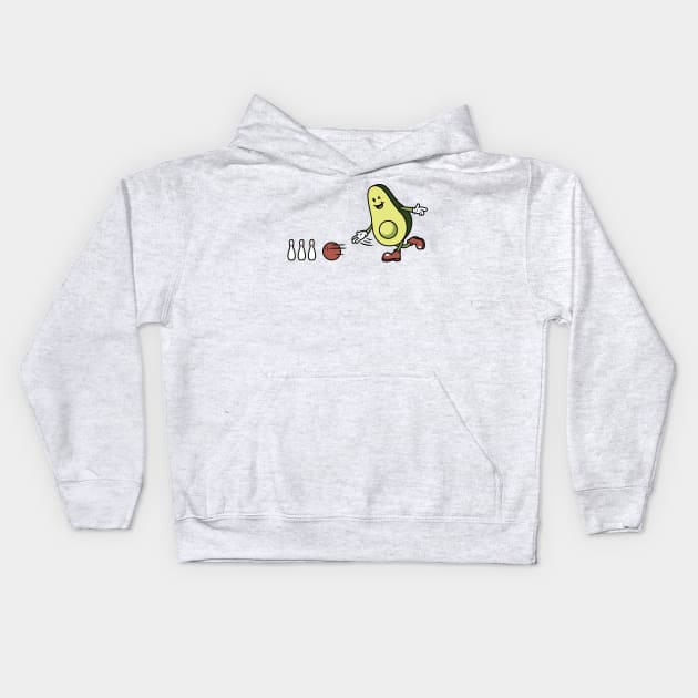 Avocado Playing Bowling Kids Hoodie by quilimo